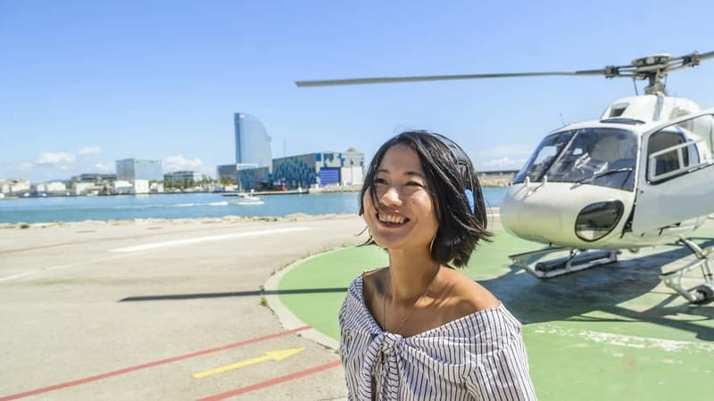 Barcelona: Helicopter Flight & Heliport Boat Transfer - First Step at the Heliport, with a Sea Breeze Advantage
