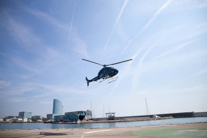 Barcelona: Helicopter Flight & Heliport Boat Transfer - Port Forum and the Blue Museum Top: Herzog and de Meuron From Above