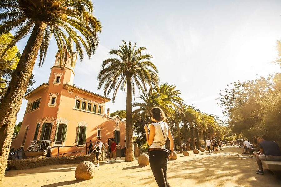 Garden paths in Park Guell above Barcelona
