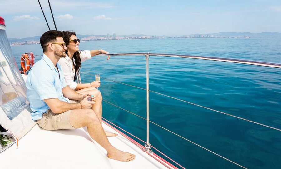 Barcelona: Sunset or Day Catamaran Cruise with Tapa & Drink - Day option swim vs sunset skyline: pick the mood that matches your day