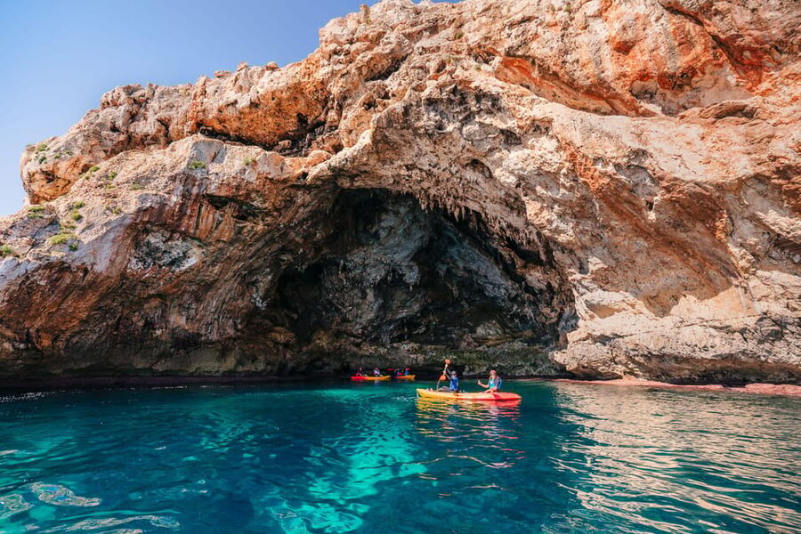 Cala Varques: Guided Sea Caves Kayak & Snorkeling Expedition - Cave time on Mallorca’s cliffline, and what the flashlight is for