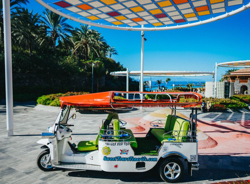 Costa Adeje: Double Tuk Tuk Tour - First coastal hits: Torviscas Spice Village and Puerto Colón Marina