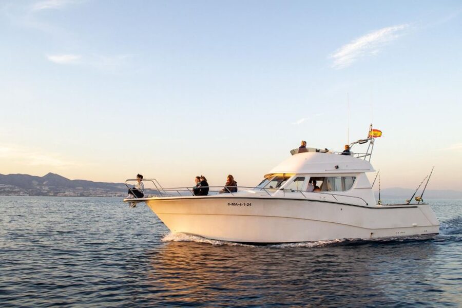 Fuengirola: Dolphin Watching Boat Trip — Fun for All Ages - Rodman 12.5R comfort: bow access, drinks, and staying in the moment