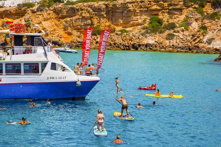 Ibiza: Beach Hopping Cruise w/ Paddleboard, Food, & Drinks - San Antonio meetup, then straight onto the water