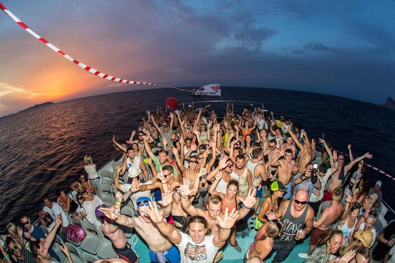 Ibiza: Sunset Boat Party Cruise with DJs with 2 Clubs - The first hour on the water: a moving soundtrack and coastline time
