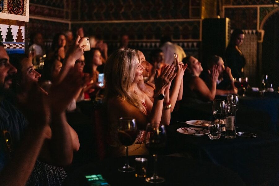Madrid: Live Flamenco Show with Food and Drinks Options - Entering Torres Bermejas, an Alhambra-style tablao in Madrid