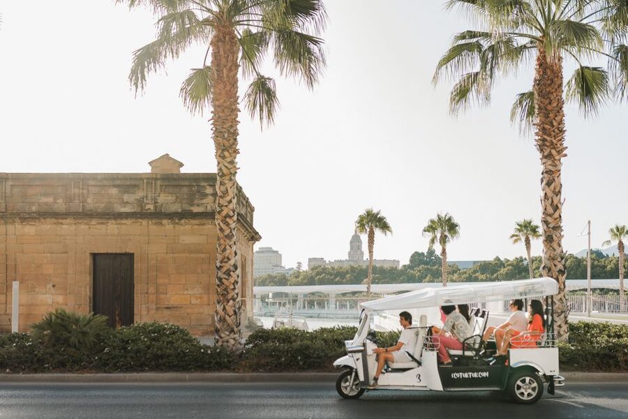 Malaga: Private City Tour by Eco Tuk Tuk - University of Málaga, then Banco de España: starting with scale and setting