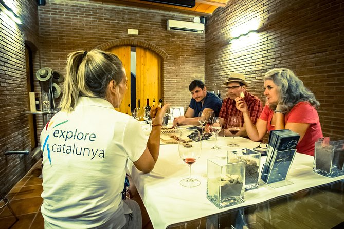 Montserrat & Winery Visit Tour with Traditional Farmhouse Lunch - Pacs del Penedes winery: cellars, cava-style learning, and 4 tastings