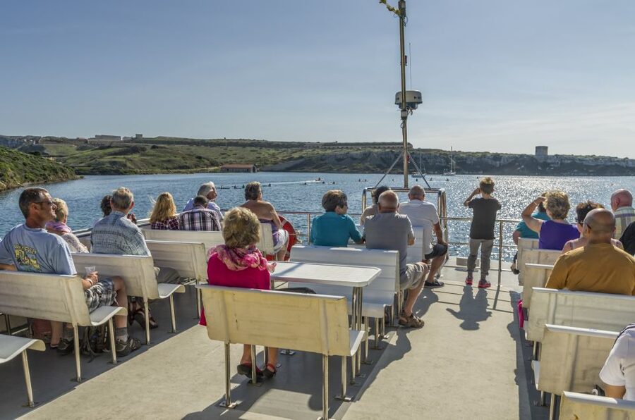 Port Mahon: 1-Hour Harbor Cruise with Underwater Views - Moll de Llevant and the Yellow Catamaran Setup
