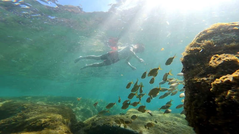Puerto Mogán: Guided Adventure Kayak Tour in Caves & Snorkel - Entering the Mogán Caves system from a 2-seat kayak
