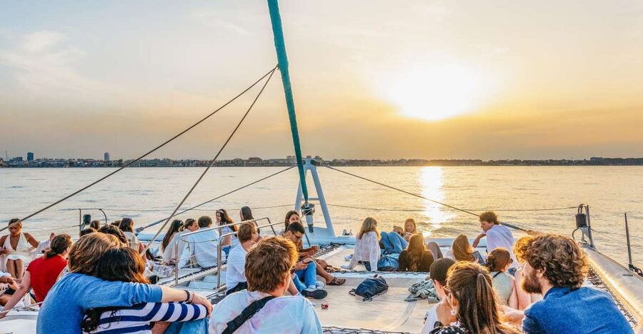 Valencia: Sailing Catamaran Cruise with Sunset Option and DJ - Valencia from the sea, on a roomy catamaran